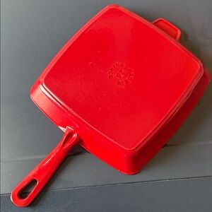 Staub Red Enamel Grill Black Cast Iron Grill Pan